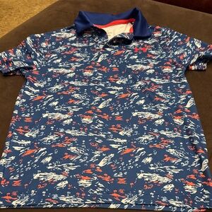 Under Armour Navy and Red Graphic Polo youth medium
